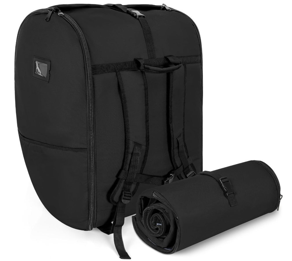 Padded Car Seat Travel Bag Compatible with Doona, Infant Car Seat Travel Bag, Foldable Car Seat Stroller Gate Check Bag for Airplane (Midnight Black)