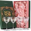 Vintage Art Deco Nick and Nora Coupe Glasses | Set of 4 | 5 oz Crystal Ribbed Cocktail Glassware for Drinking Classic Gin, Whiskey, Vodka Bar Drinks | Retro Long Stemmed Barware Goblets