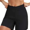 baleaf Women's 7 inch Athletic Shorts Crossover Waist Quick Dry Shorts (Black, L)