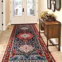 YJ.GWL Area Rug 2x6, Machine Washable Hallway Runner Rug, Boho Floral Vintage Distress Print Pattern Carpet, Low Pile Lightweight Thin Rugs for Entryway, Kitchen and Corridor, Red