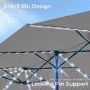 SUPERJARE 15ft Large Patio Umbrella with Base included, Double Sided Outdoor Umbrella with Solar Lights, Pool Umbrella with Fade Resistant Canopy for Deck, Porch, Yard, Balcony, Grey