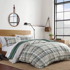 Eddie Bauer - Twin Comforter Set, Reversible Bedding with Matching Sham, Medium Weight, Dorm Essentials (Timbers Green)