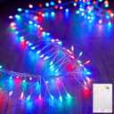 Battery Operated Fairy Lights, 10Feet 120LEDs Firecracker String Lights Waterproof Silver Wire Starry Firefly Lights for DIY Wreath Home Wedding Indoor Outdoor Christmas Decorations, Multicolor