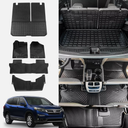 Floor Mats & Cargo Liner & Backrest Mat Fit for Honda Pilot 2016-2022 8 Passenger (No Elite Model) - All Weather Protection TPE Floor Liner with Back Seat Cover Trunk Mat Full Set Pilot Accessories