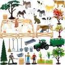 ONEST 49 Pieces Mini Farm Animal Figurines Playset Hand Painted Tiny Farm Animals Realistic Detailed Plastic Puppy Figures