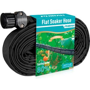 Flat Soaker Hose for Garden Bed, 25FT 1/2" Linkable Consistent Drip Irrigation Hose Save 80% Water Leakproof Heavy Duty Double Layer Sprinkler Garden Hose with Holes