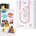 Liene Sticker Paper & Cartridge (Enhanced Adhesion Version) - 2 Ink Cartridge Refills & 72 Sheets 4x7" Photo Paper, Dye Sublimation Waterproof, Compatible with Liene PixCut S1