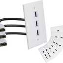 Single Port 4K HDMI Wall Plate Outlet Cover with 6 Inch Female to Female High Speed HDMI Pigtail Cable for Video Game Systems,TV Boxes(3-Port)