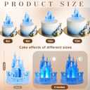 Baquler 4.8 Inch Castle Cake Topper Figurine Wedding Cake Topper Birthday Castle Tower Night Light USB Rechargeable Princess Nightlight for Valentine's Day Wedding Birthday Party Decor(Blue)
