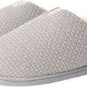 Womens Cozy Winter Slippers with Textured Knit Upper and Plush Fleece Lining, Memory Foam Insole, Snug Fit Home Shoes, Size up for Comfort (7-8, Grey)