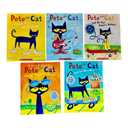 Pete the Cat Series 5 Books Collection Set (Pete the Cat I Love My White Shoes, Rocking in My School Shoes, His Four Groovy Buttons, His Magic Sunglasses & The New Guy)