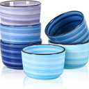 Selamica Ramekins 4 OZ Oven Safe for Creme Brulee, Porcelain Custard Cups Ramekins for Baking, Mini Souffle Dishes, Dipping Sauce Bowls, Set of 6, Gradient Blue
