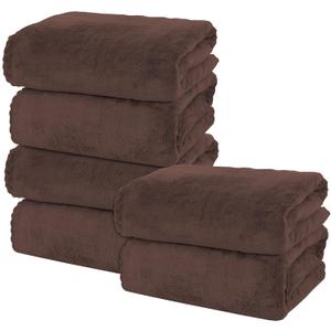 MOONQUEEN 6 Pack Premium Bath Towel Set - Quick Drying - Microfiber Coral Velvet Highly Absorbent Towels - Multipurpose Use as Bath Fitness, Bathroom, Shower, Sports, Yoga Towel (Wood Brown)