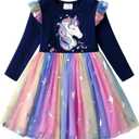 VIKITA Girls Dresses Winter Long Sleeve Party Gifts for Girls 5-6 Years
