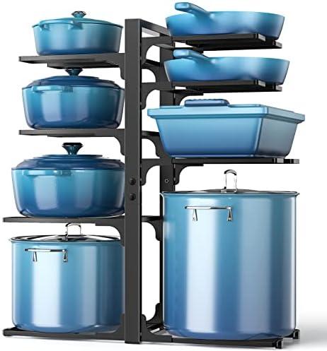 ORDORA Pots and Pans Organizer: under Cabinet, 20.8" Height Heavy Duty 120LBS Pots Pans Organizer Rack for under Cabinet 8-Tier Adjustable for Big Stockpots, Dutch Oven, Cast-iron Pans, Heavy Cookware
