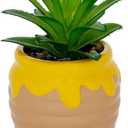 Silver Buffalo Disney Winnie The Pooh Hunny Pot 3-Inch Ceramic Mini Planter with Artificial Succulent | Small Flower Pot, Faux Indoor Plants for Desk Shelf, Home Decor Trinket Tray and Collectibles