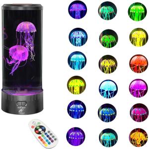 Lightahead Large Round LED Jellyfish Lamp  18 LEDs with Vibrant Color-Changing Effects  The Ultimate Sensory Fake Aquarium for Decoration, Autism, ADHD, Stress & Anxiety Relief  Ideal Gift (Large) (Large (15 Inches Tall))