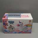 iPlay, iLearn Bouncy Pals Hopping Unicorn Horse, Toddler Girl Inflatable Bouncing Animal Hopper Toy, Outdoor Indoor Plush Ride on Bouncer, Baby Birthday Gift 18 Month 2 3 4 Year Old Kid - Unicorn