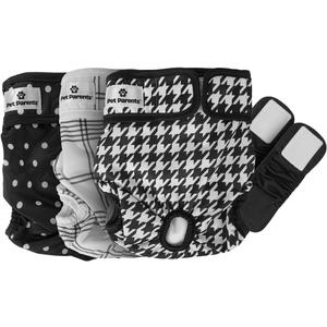 Pet Parents Washable Dog Diapers (3pack) + Extendrs of Durable Doggie Diapers, Premium Dog Diapers Female (X-Small, Luxe)