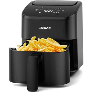 DEIME Air Fryer, Small Digital 2.8 Qt Airfryer Space Saving Compact, Bake, Reheat, Roasts for Quick Easy Meals, Mini Compact & Quiet, Nonstick & Dishwasher Safe Basket (Black)