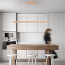 39" Wood Linear Pendant Light Fixture Modern LED Pendant Lights Led Dimmable Chandelier with Remote Control Ceiling Hanging Lights Pool Table Lights for Dining Room Kitchen Island Lights Natural