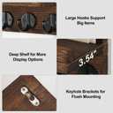 Lwenki Key Holder for Wall, Decorative Key and Mail Holder with Shelf Has Large Key Hooks for Bags, Coats Paulownia Wood Key Hanger with Mounting Hardware (9.8W x 6.7H x 4.2D) (Brown)