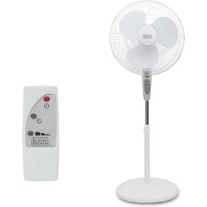 BLACK+DECKER 18" Oscillating Pedestal Fan with Remote, BDSF18MW, White | Oscillating Pedestal Fan with Remote, 90-Degree Oscillation, 3 Speed Settings, Adjustable Height, Timer, 30-Degree Tilt