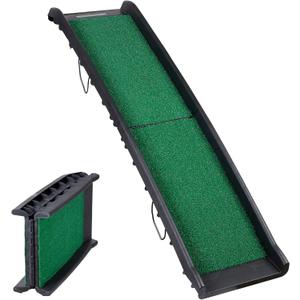 Folding Dog Ramp for Car Truck SUV 61 Inches Portable Pet Ramp with Grass Padded for Large Dogs Non Slip with Raised Siderails