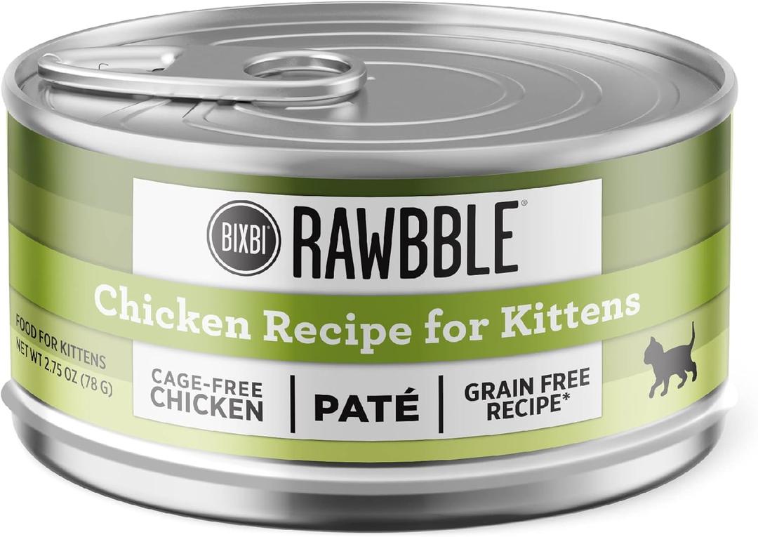 BIXBI Rawbble Chicken Pate Recipe for Kittens Cans  Grain Free, Protein Rich Wet Kitten Food(2.75 Ounce Cans, Case of 24)