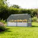 Miory Raised Garden Bed with PE Cover, 6x3x1 FT Galvanized Planter Box Outdoor with Greenhouse Cover, 2 Large Zippered Screen Windows for Vegetables, Flowers, Includes Labels & Gloves