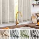 Jinchan Striped Linen Kitchen Curtains 30 Inches Tier Curtains Farmhouse Modern Cafe Style Small Window Treatments Airy Light Filtering Rod Pocket for Living Room Bathroom 2 Panels Taupe Grey
