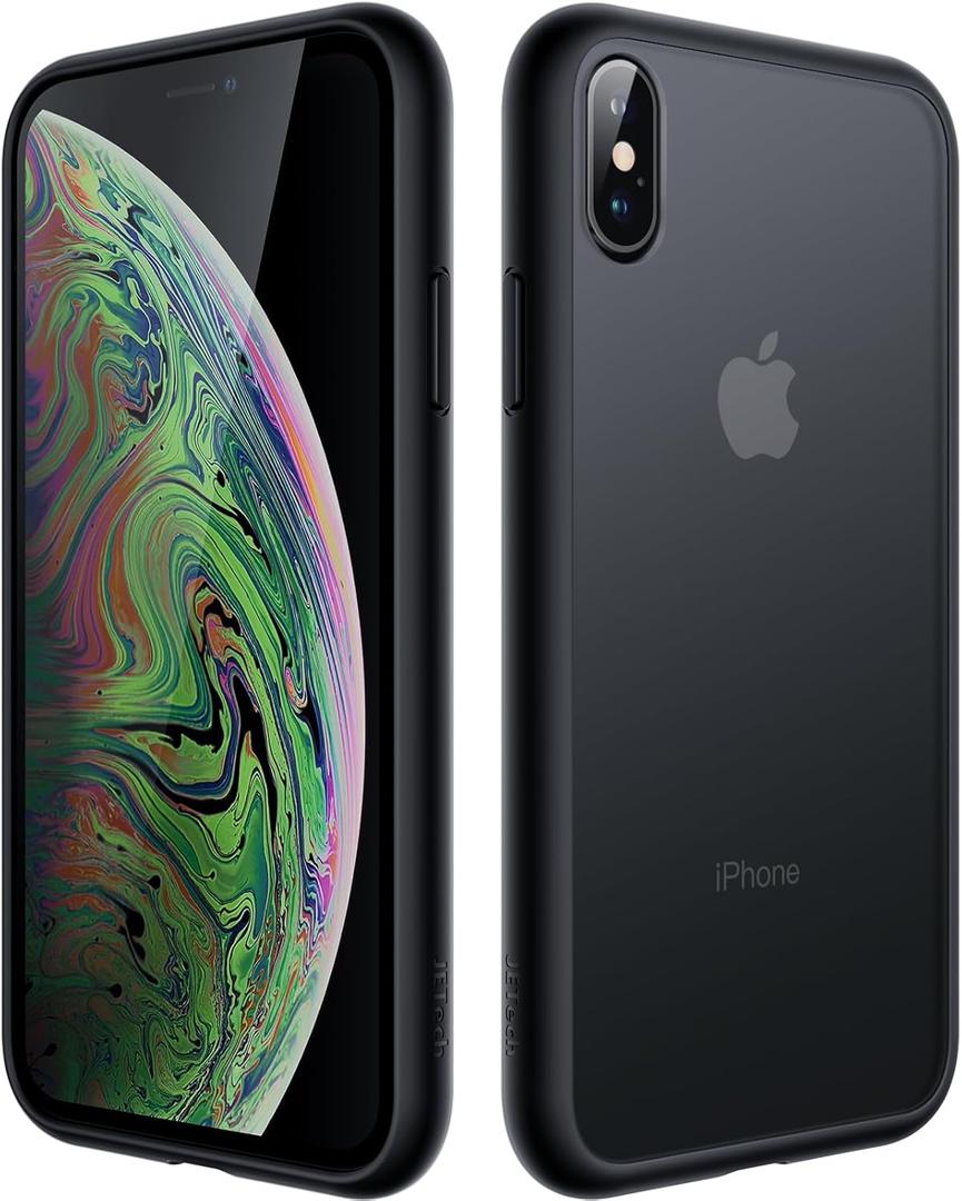 JETech Matte Case for iPhone Xs and iPhone X 5.8-Inch, Shockproof Military Grade Drop Protection, Frosted Translucent Back Phone Cover, Anti-Fingerprint (Black)