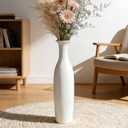White Ceramic Tall Floor Vase,19.7 Inch Large Decorative Vase for Home Decor, Living Room, Bedroom, Bathroom, Kitchen, Center pieces, Office, Minimalism Style Design for Pampas Grass Vase