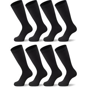 Duufin 8 Pairs Soccer Baseball Softball Football Socks for Youth Boys Girls Kids Unisex Knee High Athletic Socks (10-15 Years, Black)