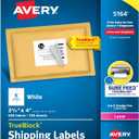 Avery Printable Shipping Labels with Sure Feed, 3-1/3" x 4", White, 600 Blank Mailing Labels for Laser Printers (5164)