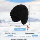 Winter Hats for Kids - Warm Toddler Beanie Hat with Ear Flaps, Toddler Girls Winter Hat for 3-8 Years Boys Girls (Black, 3 Pack)