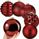 Syhood 6 Pcs 6 Inch Extra Large Christmas Balls Ornaments Oversized Christmas Tree Decoration Huge Plastic Shatterproof Hanging Balls for Xmas Holiday Party Supplies, 6 Styles (Burgundy)