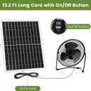 8" Solar Floor Fan for Home Outdoor Chicken Coop Greenhouse Dog House Summer Air Circulation Cooling, 25W Solar Powered with 2000 RPM High Speed