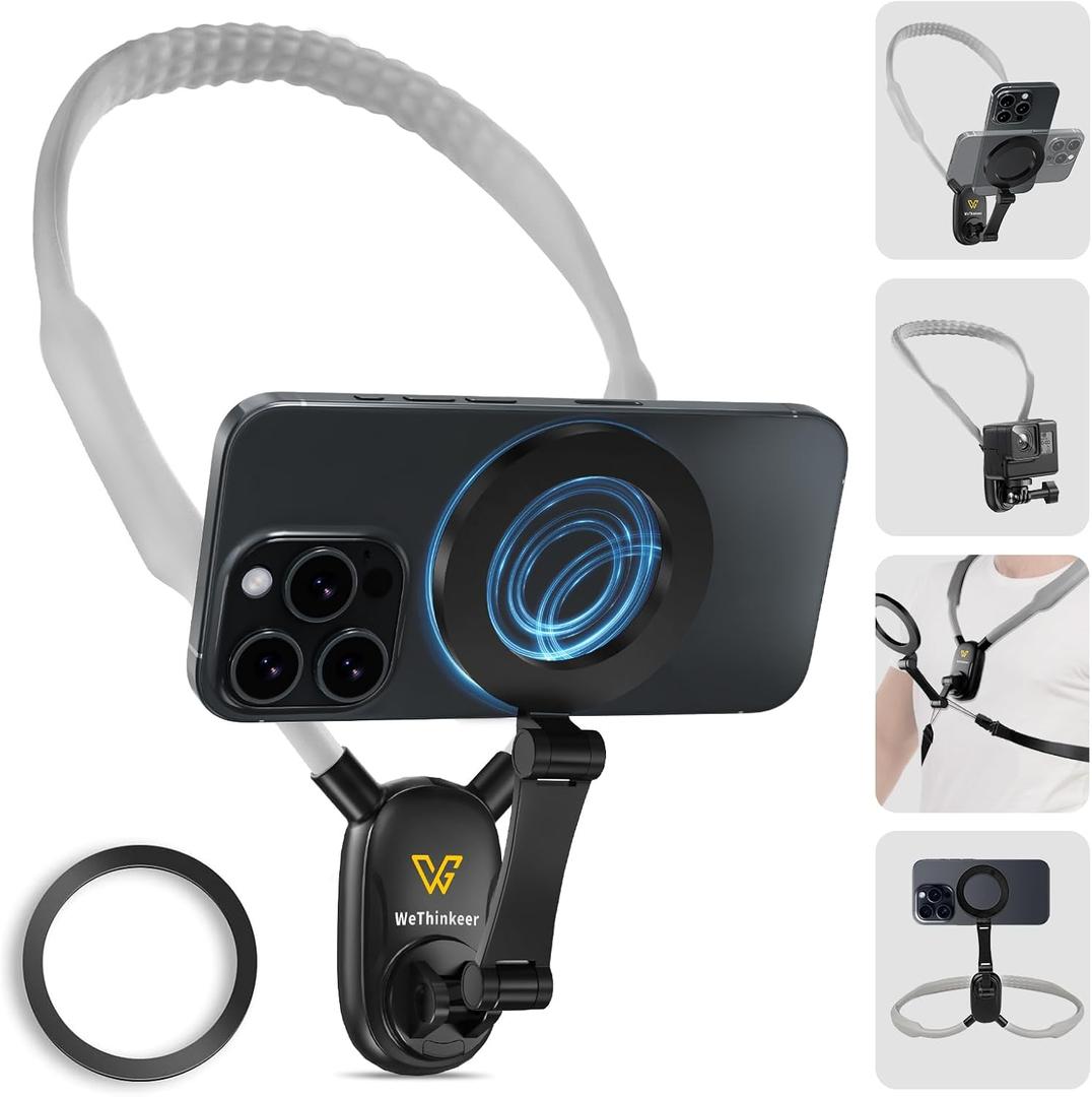 700mm Extended Neck Phone Holder, Hands-Free Magnetic Mount for Vlogging & POV, Longer Than 600mm for Comfort & Wider Angles, Fits MagSafe iPhone Android GoPro etc.