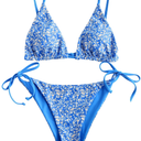 ZAFUL Women's Triangle Bikini Floral String Bikini Set Two Piece Swimsuit Bathing Suits, M