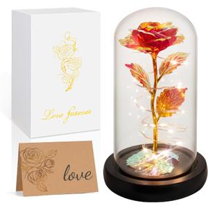 Childom Mothers Day Mom Gifts for Mom,Birthday Gifts for Women Moms Grandma,Flowers for Delivery Prime,Red Light Up Rose in A Glass Dome,Anniversary Valentines Roses Gift for Her Wife Daughter