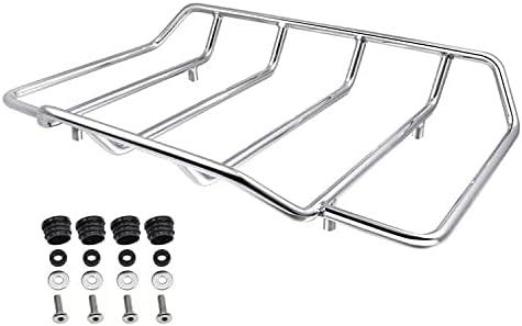 Benlari Chrome Tour Pack Luggage Rack Trunk Top Rack Motorcycle Trunk Rail Rack Compatible for Harley Touring Street Glide Electra Glide Road Glide Road King Ultra Limited 1984-2024, Color: Chrome