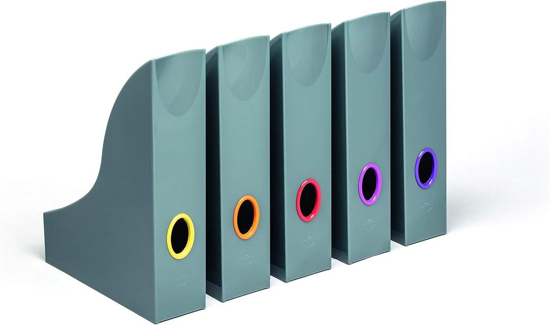 Durable VARICOLOR Magazine File Holder, Color Coded Organizer, Gray/Multicolor - 5 PK (770657)