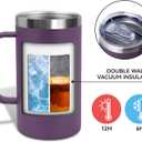 DOMICARE 24oz Mug with Handle and Lid, Stainless Steel Coffee Mug, Reusable Insulated Cup, Travel Mug with Handle, Double Wall Vacuum Coffee Tumbler for Men and Women, Dark Purple, Pack 1