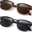 2 Pack Sunglasses Readers for Men Women Vintage Full Lens Reading Sunglasses Outdoor Magnifying Glasses NON BIFOCAL 2.25x
