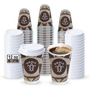 50 Pack 12 oz Double Wall Paper Coffee Cups with Lids & Sleeves Leak-Free Insulated Disposable To-Go Cups for Hot & Cold Drinks Perfect for Office, Home, Caf & Events