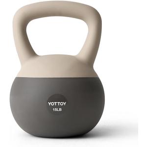 YOTTOY Soft Kettlebell, Set for Strength Training Kettlebells & Home Workouts, Soft-Sided Cushioned Base, Wide-Handle - Ideal for Men, Women, & Beginners (15LB-White)