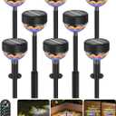 Solar Pathway Lights Outdoor, 8 Pack 1200mAh Solar Powered Garden Lights, 2 Themes Flower & Christmas, Height-Adjustable, Waterproof LED Projection Lighting for Yard Walkway Driveway Patio Easter