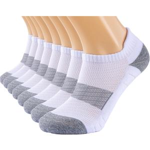 8 Pairs Running Ankle Socks For Women and Men Low Cut Cushioned Athletic Socks, L