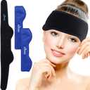 NEWGO Headache Ice Pack Head Wrap for Migraines, Cold Pack for Headache Relief, Tension, Sinus Pain, Chemo, Head Injuries - 2 Gel Pack Inserts & 1 Wrap